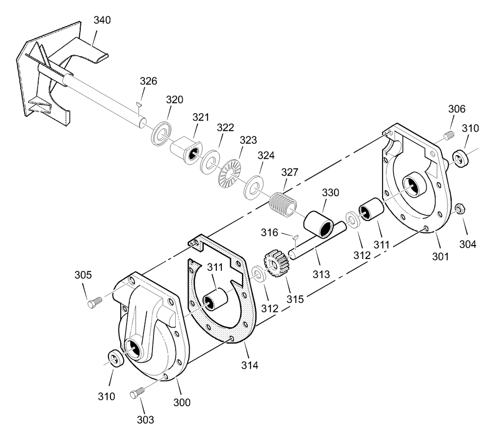 Gear Case Diagram and Parts List for 629909X64B 2003 Briggs and Stratton Snow Blower